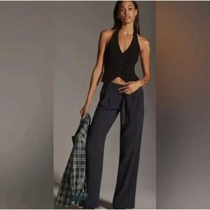 Anthropologie Maeve Women's Size 14 Wide Leg Belted Career Work Pants Trousers